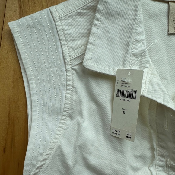 ANTHROPOLOGIE NWT Pilcro Dress Ivory Sleeveless Shirtdress‎ Ruched Button Shirt - Picture 6 of 10